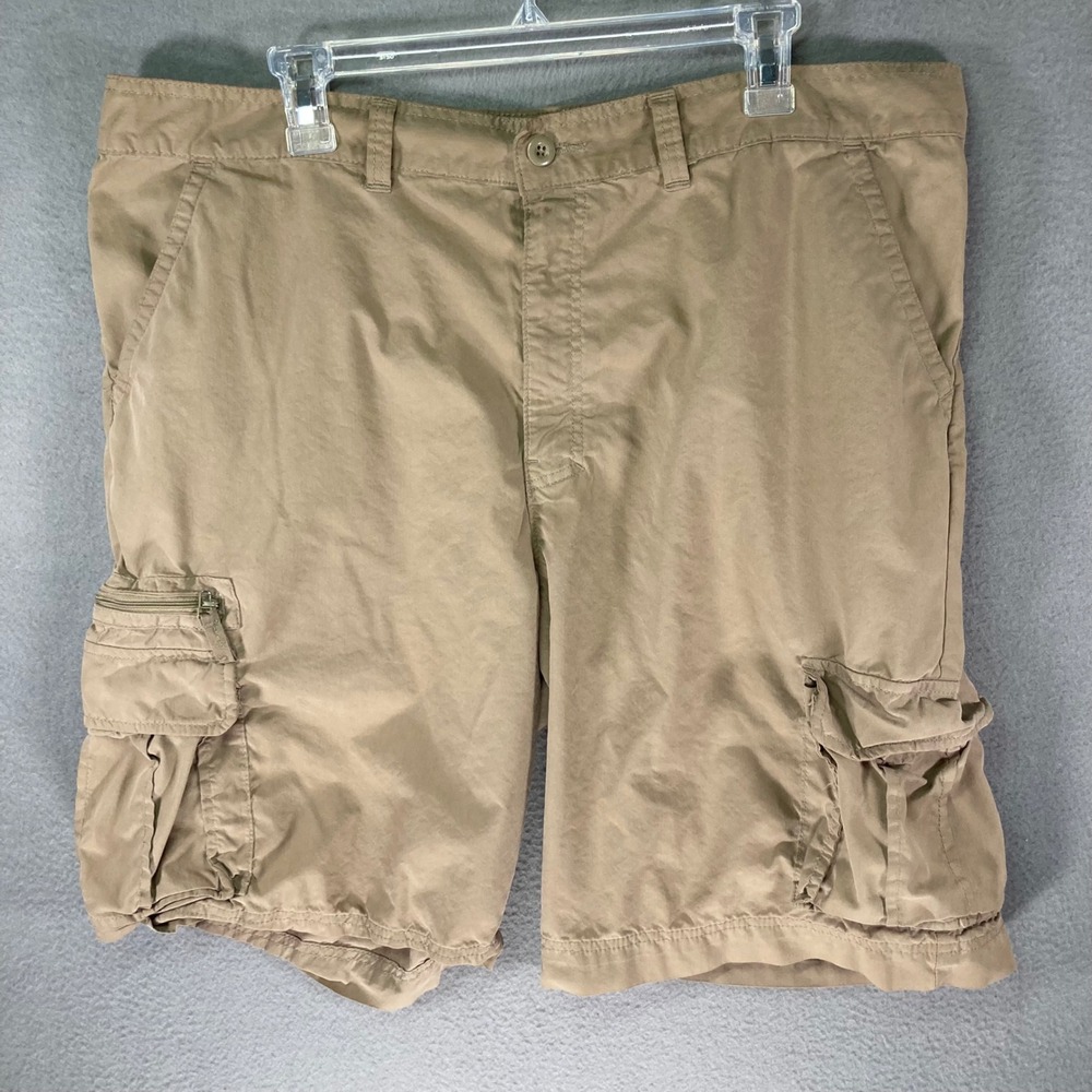 Sonoma Life Style‎ Mens Cargo Shorts Size 40 Khaki Cotton Nylon Zip Pockets